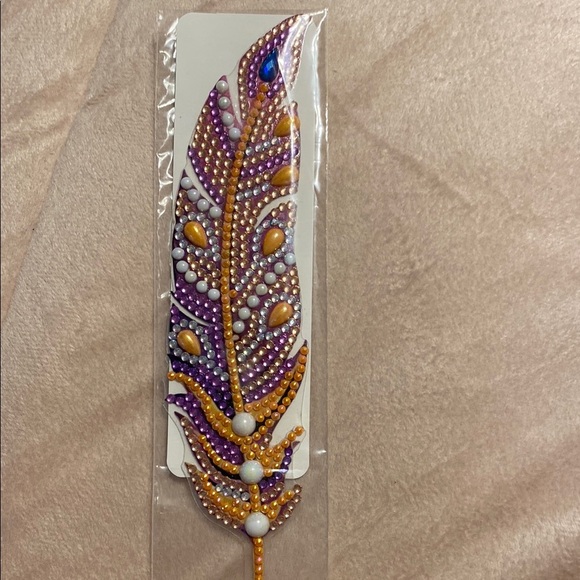 Handmade Dimond Peacock Feather Bookmark - Picture 9 of 12